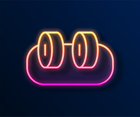 Canvas Print - Glowing neon line Sushi icon isolated on black background. Traditional Japanese food. Vector