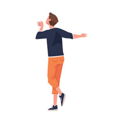 Wall Mural - Back View of Standing Guy Looking at Something Vector Illustration