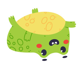 Sticker - Cute Fat Green Frog or Toad Character Upside Down Vector Illustration