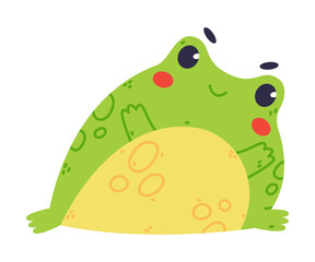 Canvas Print - Cute Fat Green Frog or Toad Character Stretching Vector Illustration