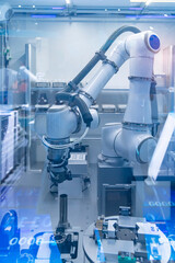 Poster - industrial robotic arm manipulator, Manufacturing, engineering, futuristic, ai, technology concept