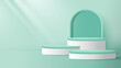 © sichon - Podium platform to show product with green circle background. Green minimal scene for product display presentation