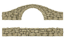 Stone Arched Ancient Bridge Made Of Boulders