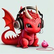 cartoon 3d dragon character on red background trending . Generative AI