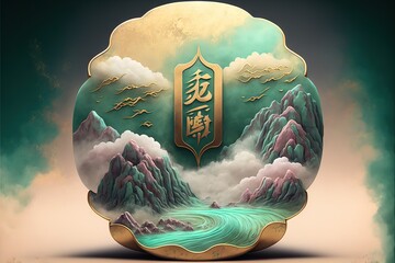 Wall Mural - beautiful abstract asian mountain landscape AI