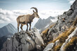 An alpine ibex braves a steep incline. Generative AI