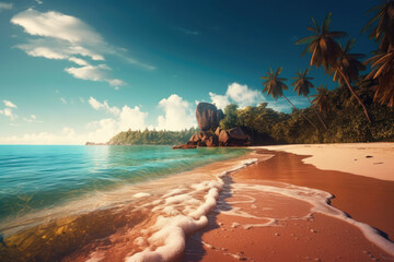 Wall Mural - Perfect tropical island paradise beach. Generative AI