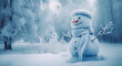 A snowman in the winter. Generative Ai.