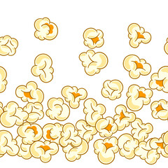 Seamless pattern with popcorn. Image of snack food in cartoon style.