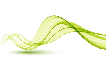 abstract green wavy lines. green transparent wave, green wave smoke