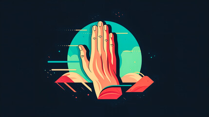 Wall Mural - Folded hands in prayer, logo design, generative AI.