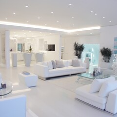 Wall Mural - Modern interior with great lighting, mostly white