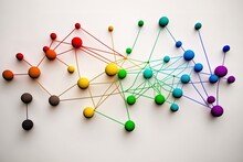 Modern Web Line Connection, Color Yarn, Generative AI