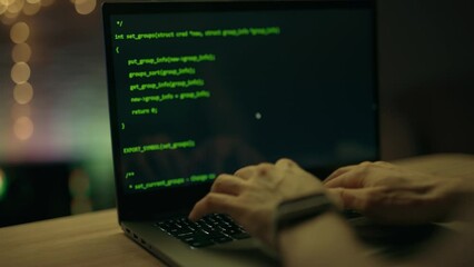 Wall Mural - close up of developing programming and coding technologies. programmer hands are typing on keyboard.