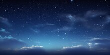 Blue Night Sky With Stars Background