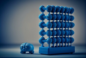 Blue Children Toy Brain Development Abacus in Duotone Style. 3d Rendering. Generative AI