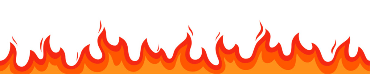 fire flame seamless pattern, line, border.