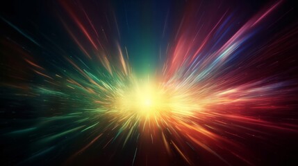 Wall Mural - Vibrant Colored Light Rays Radiate on a Soft and Dreamy Blurred Background. Artwork Captures the Energetic Colors. Generative ai