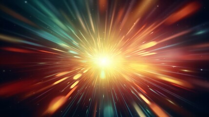Wall Mural - Vibrant Colored Light Rays Radiate on a Soft and Dreamy Blurred Background. Artwork Captures the Energetic Colors. Generative ai