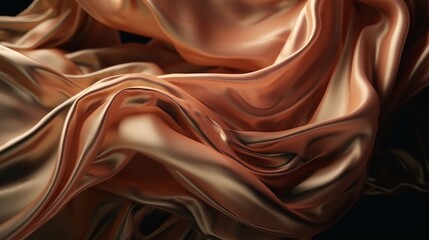 Poster - Golden Silk Wallpaper. Generative aiDetailed glossy abstract liquid silk fabric texture background in motion moment. Generative ai