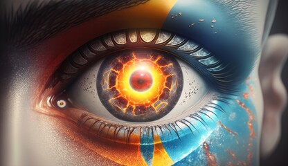 Wall Mural - The power of the eyes reflects the inner universe. Generative ai
