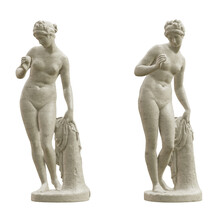 Classical Statue Of Venus Holding Apple Isolated On Transparent Background. 3D Rendering