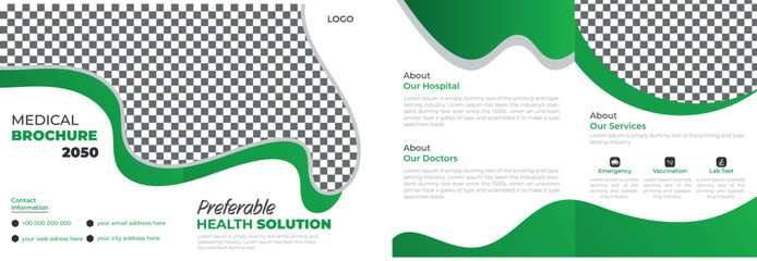 Hospital Healthcare Medicine Science Bifold 4 Page Brochure Flyer Cover Template for Doctor Promotion