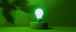 © Tierney - Light bulb on a podium with shadow of leaves - 3D render