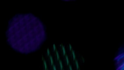 Wall Mural - Blue and purple electric bokeh background. Shimmering Bokeh Overflow and light leaks transition on black. Defocused colorful circles fading on black. Abstract moving 4K background or overlay.