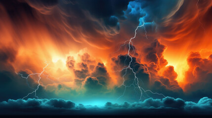 Wall Mural - Massive Colored Storm Clouds created with Generative AI Technology, ai, generative