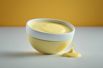 Wall Mural - Homemade vanilla custard pudding in a bowl. Created with Generative AI Technology