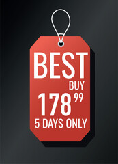 Wall Mural - red price tag. best buy 5 days only. special limited offer. holiday and festival. online shopping an
