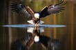 An eagle in flight catching fish from a lake created with generative AI technology.
