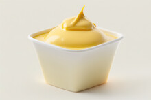 Homemade vanilla custard pudding in a bowl. Created with Generative AI Technology