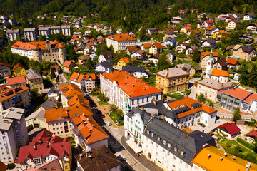 Wall Mural - Aerial view of historical center of Idrija, Slovenia