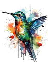 hummingbird, birds, logo design, watercolor, beautiful. generative ai