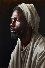 Wall Mural - African Man in Biblical Robes Realistic Painterly Portrait Illustration [Generative AI]