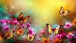Beautiful and colorful wallpaper of flowers and butterflies