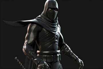 abstract black ninja character on dark background generative ai