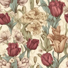 Vintage floral pattern with roses