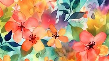 Colorful watercolor abstract blooms