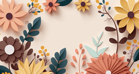 Wall Mural - flower border background with copy space for text, bursting with an array of colors