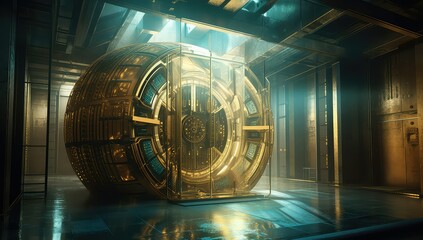 Canvas Print - A Vault Inside a Bank keeping Money and Data Safe Generative AI