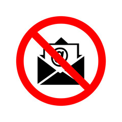 Wall Mural - Mail ban icon.Stop or ban red round sign with email icon. Vector illustration. Forbidden sign..eps