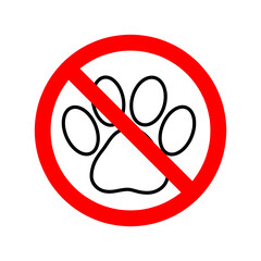 Wall Mural - Animal footprint is prohibited. Vector illustration. Forbidden signs icon on white background..eps