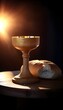 Corpus Christi. Chalice and sacramental bread. 