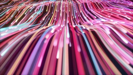 Wall Mural - Colorful Wave Lines Flow, Elegant color light particle flow, beautiful wave line background video, abstract art line flow.