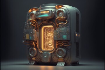 Wall Mural - abstract in futuristic interior architecture of spaceship with power generative technology. concept 