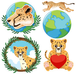 Sticker - Cheetah Icons Set for Graphic Design