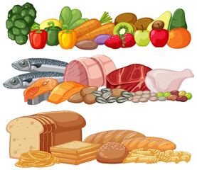 Wall Mural - Set of difference food group